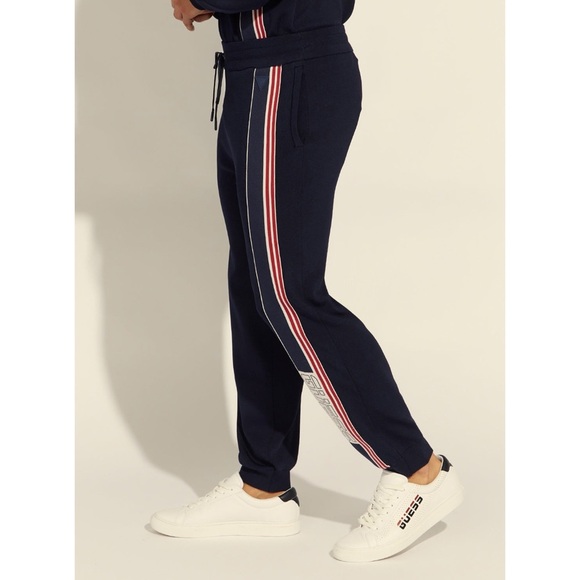 New GUESS Blue Anthony Tech Active Trackpants SZ M